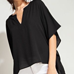 High low black blouse